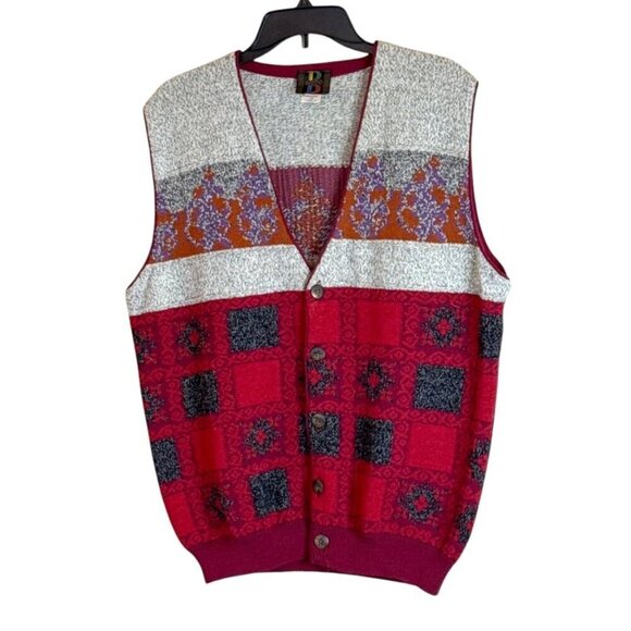 Vintage Baffo Men's Wool Blend Button Up Sleeveless Vest Italy Size Large - Picture 1 of 7